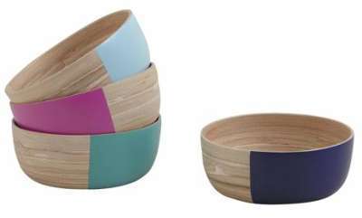 Bol en bambou naturel et coloré lot de 4 Bol en bambou naturel et coloré