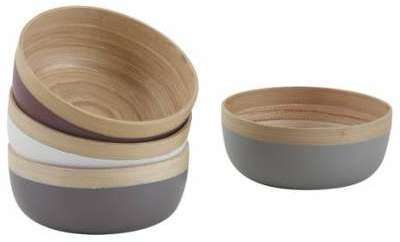 Corbeille ronde en bambou naturel et laqué lot de 4 Corbeille ronde en bambou