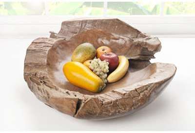 Corbeille de fruit artisanale en bois du teck colo