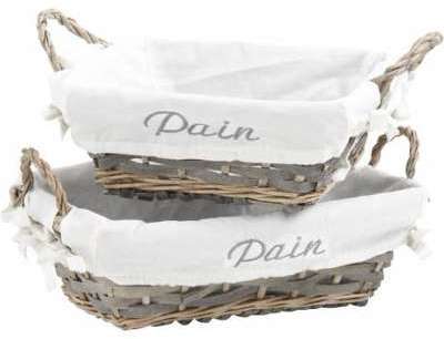 Lot de 2 corbeille à pain en osier et bois