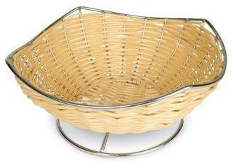 Corbeille 32 cm inox et polypropylène aspect osier