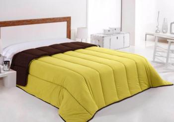 Couette microfibre bicolore chocolat - vert lime 2