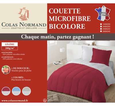 Couette légère microfibre bicolore COLAS NORMAND C