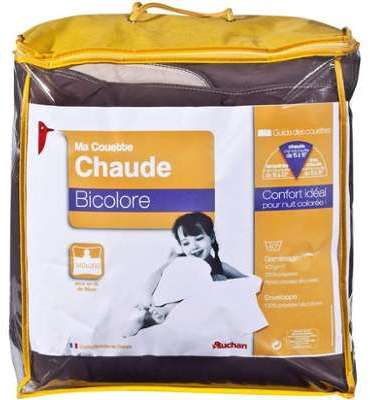 Couette chaude bicolore 350g/m² AUCHAN Couleur Gri