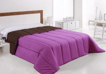 Couette microfibre bicolore chocolat - mauve 140 x