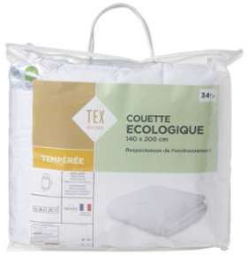 TEX HOME Couette ECOLOGQUE TEMPEREE en polycoton TEX HOME Couette ECOLOGQUE