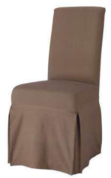 Housse longue de chaise en coton taupe Margaux