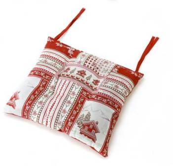 Galette de chaise style montagne Vanoise blanc rou