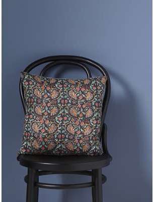 Housse de coussin ethnique ecru fleurs noir Housse de coussin ethnique