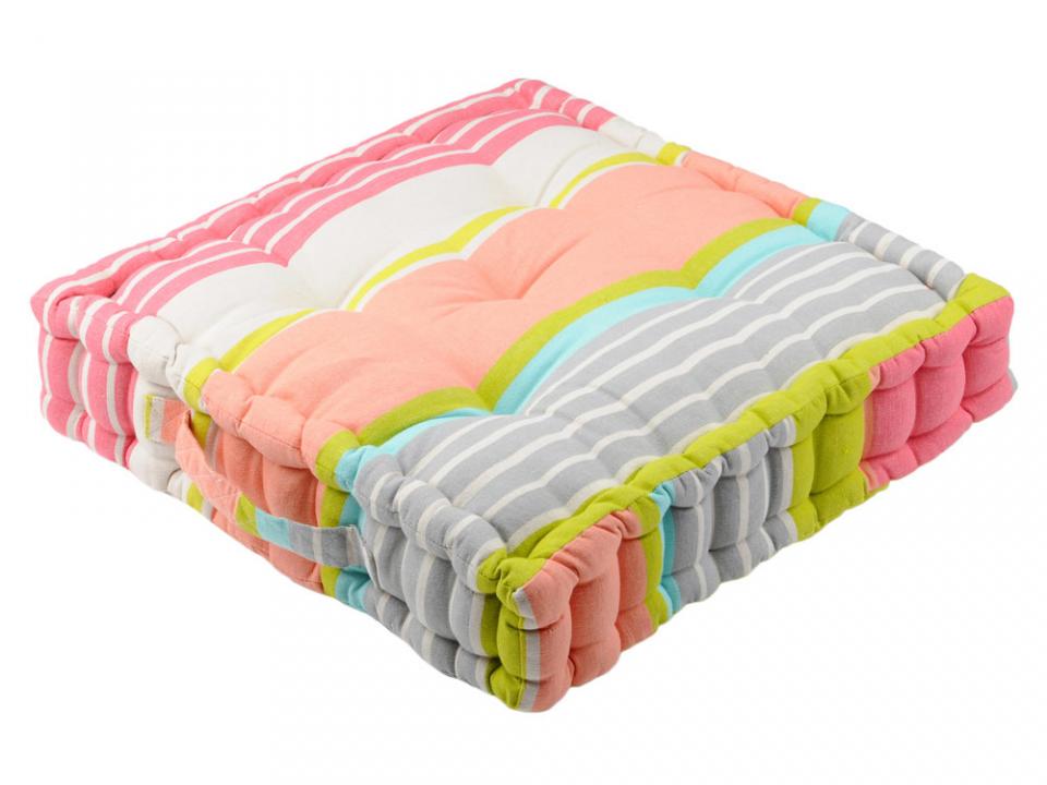 Coussin de sol capitonné coton rayure bayadère mul