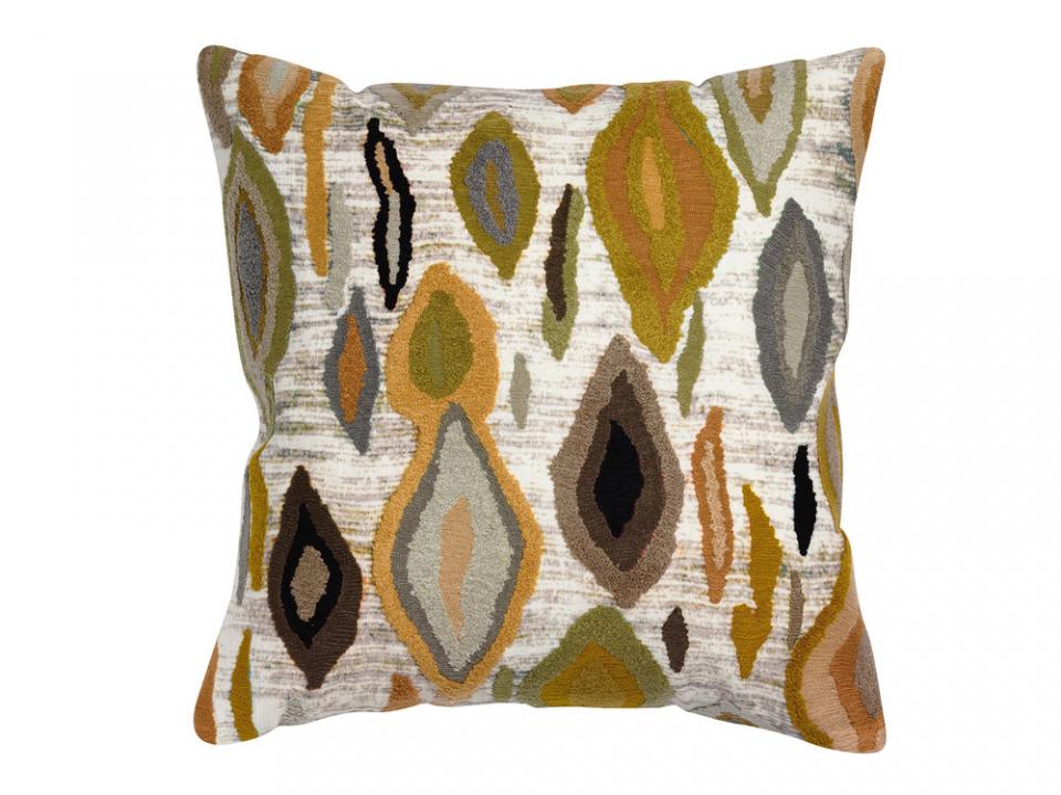 Coussin déhoussable 100 coton broderie losanges déstructurés Coussin déhoussable 100 coton