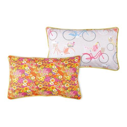 Coussin déhoussable 100% coton vélos fleurs Libert
