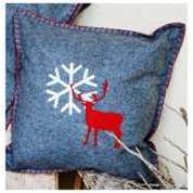 Coussin gris brodé flocon et cerf Coussin gris brodé flocon