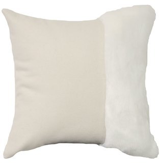 Coussin en flanelle blanche et fourrure Jade