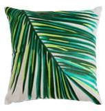 Jangala, coussin brodé 40 x 40 cm, feuilles vertes