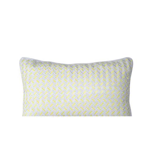 Sanremo, coussin brodé 30 x 45 cm, gris et jaune