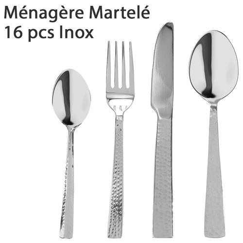 Ménagère 16 pièces en inox 18/ Martelé
