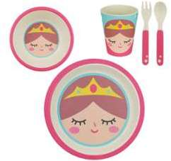 Coffret vaisselle enfant en bambou 5 pièces KIDDY Princesse Coffret vaisselle enfant en