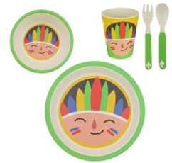 Coffret vaisselle enfant en bambou 5 pièces KIDDY Indien Coffret vaisselle enfant en