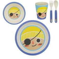 Coffret vaisselle enfant en bambou 5 pièces KIDDY Pirate Coffret vaisselle enfant en
