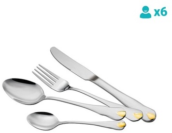 Set de 24 couverts avec accent doré