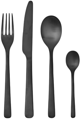 Ménagère 16 couverts en inox titanium noir mat Hun