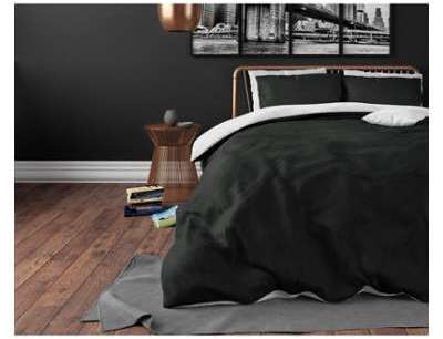 Couvre-lit en micropercale coloris noir et blanc