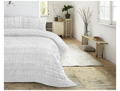 Couvre-lit moderne en micropercale coloris blanc