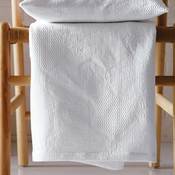 Couvre-lit 100% piqué de coton jacquard fleurs ros