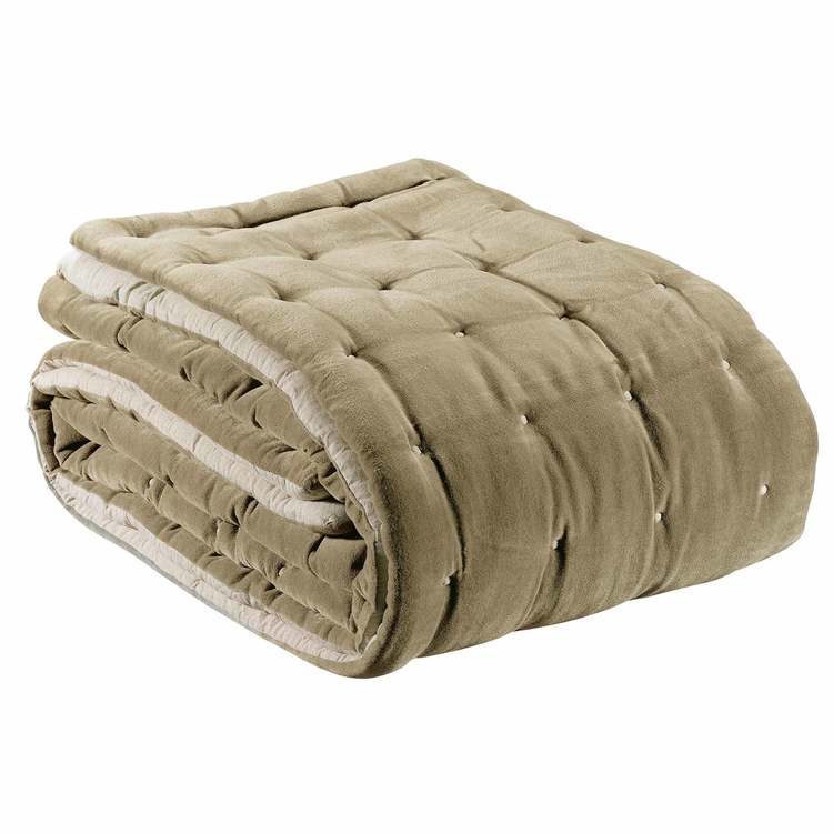 Edredon piqué matelassé uni 100 coton velours et chambray Edredon piqué matelassé uni