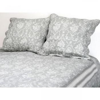 Couvre-lit gris et blanc 240x220 2 taies doreille