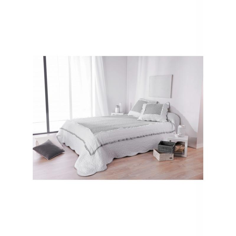 Dessus de lit Campagne chic blanc et lin