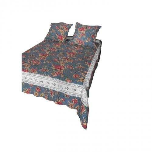 Boutis Couvre lit 2 personnes Bleu Petrole