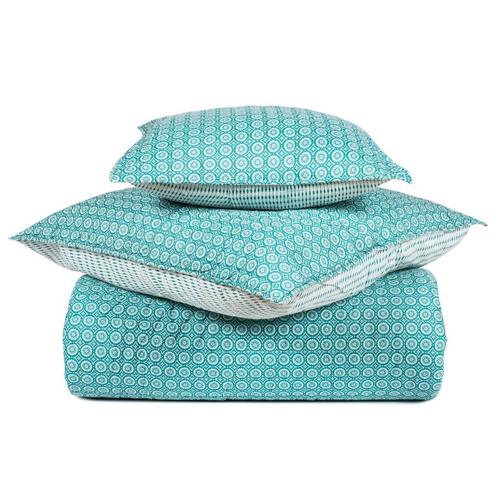 Housse de coussin en coton imprimé couleur aqua Na