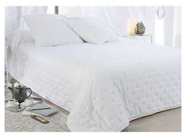 Dessus de lit chic piqué blanc style capiton Dessus de lit chic piqué blanc