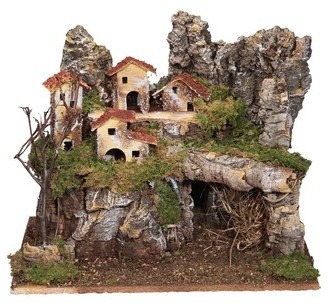 Village avec maisons éclairées