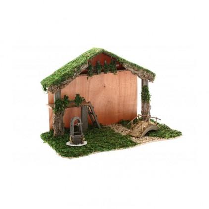 Crèche de noël vide géante mousse et bois