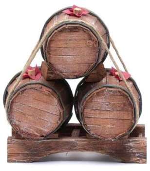 Trois tonneaux en bois 19x17x11 cm