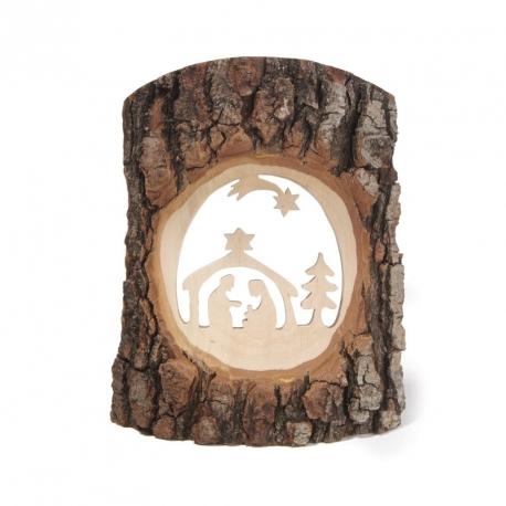 Crèche à poser en écorce de bois avec étoile filan