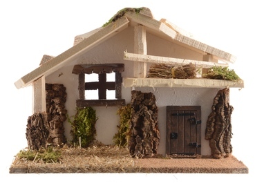 Grande crèche en bois blanc