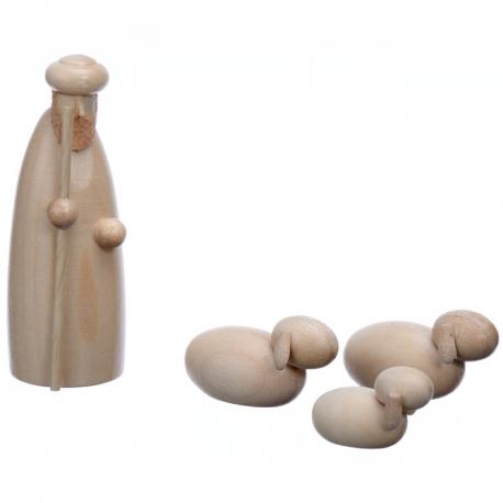 Personnage de crèche, berger et moutons, 6 cm