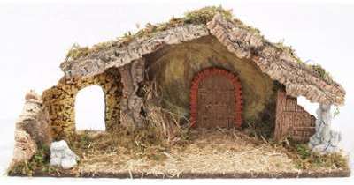 Crèche avec porte et arche en brique - 56 cm
