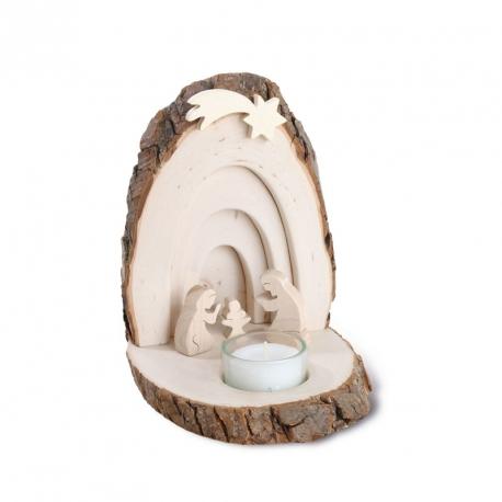 Petite crèche de Noël en écorce de bois avec bouge