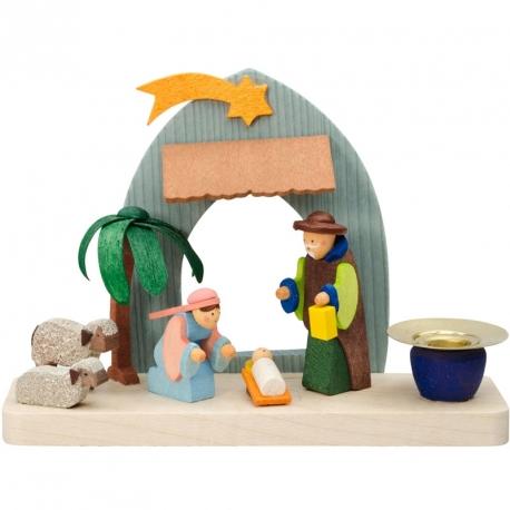 Petite crèche de Noël pour enfant avec bougeoir