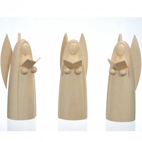 3 anges en bois pour crèche de Noël, 12 cm
