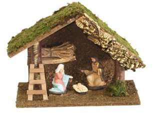 Crèche avec 3 santons - 26 cm