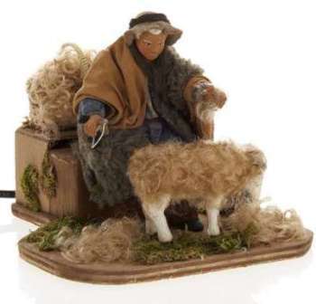 Tondeur de mouton animé 14 cm crèche Napolitaine Tondeur de mouton animé 14
