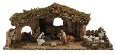 Crèche avec santons et brebis - 56 cm