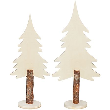 Sapins en bois brut 25 cm et 30 cm 2 pièces Sapins en bois brut 25 cm