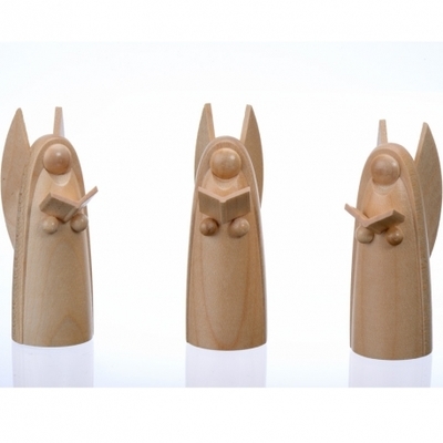 Trois anges de Noël en bois pour crèche, 6 cm